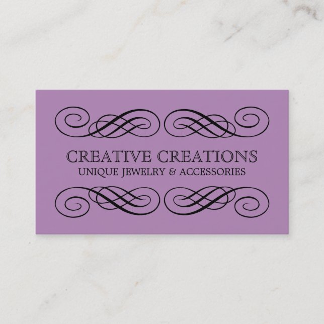 Violet Fancy Flourish Business Card (Front)