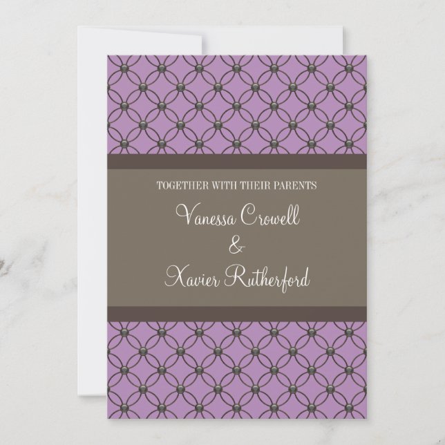 Violet Fancy Lattice Wedding Invitation (Front)