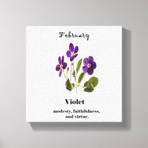 Violet February birth flower canvas print