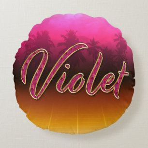 Violet first name name golden pink pillow