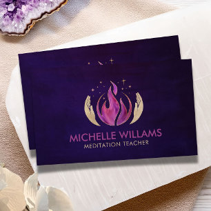 Violet flame - healing hands - watercolor business card