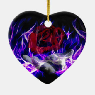 Violet flame rose and Gods hand Ceramic Ornament