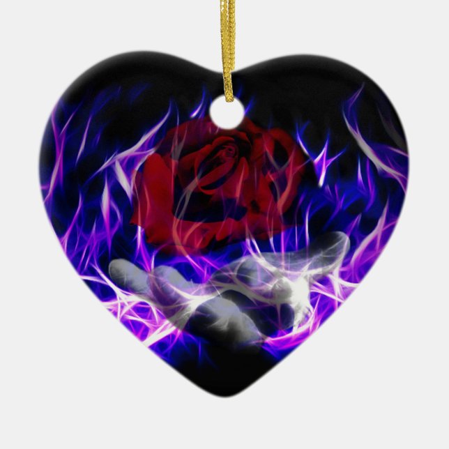 Violet flame rose and Gods hand Ceramic Ornament (Front)