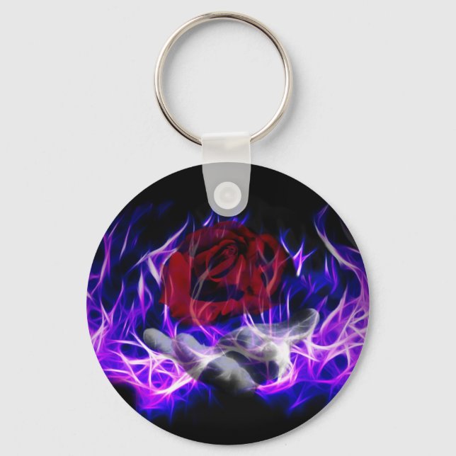 Violet flame rose and Gods hand Keychain (Front)