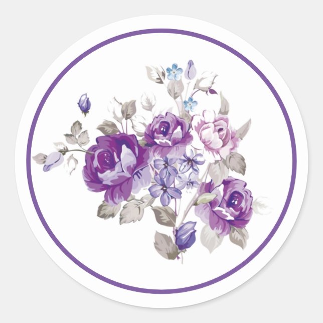Violet Flor Classic Round Sticker (Front)