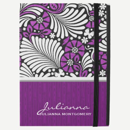 Violet Floral and White Retro Styling iPad Pro 12.9" Case