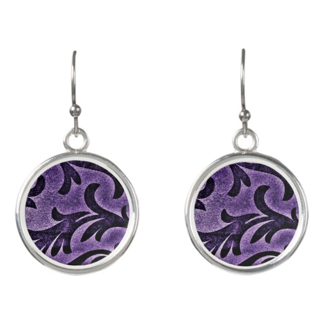 Violet Floral Earrings (Front)