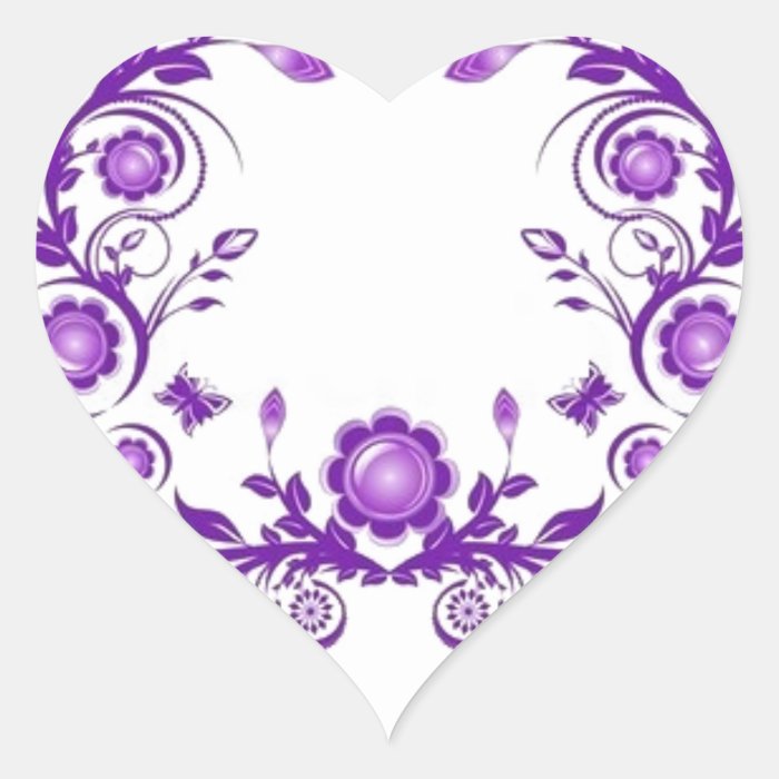 violet floral mehndi henna art heart sticker