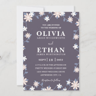 Violet Floral Minimalist Wildflower Graphic Invitation
