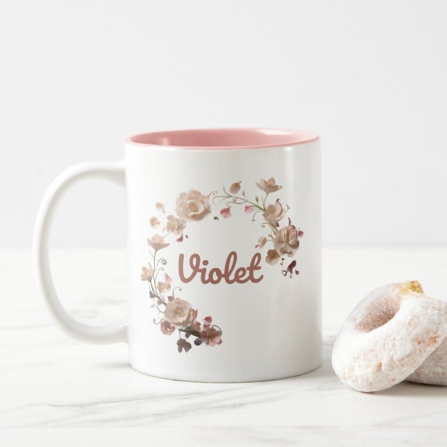 Violet Floral Mug (With Donut)