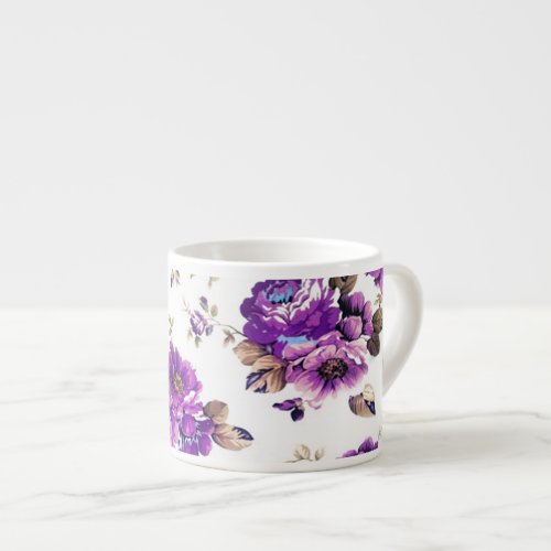 Violet Floral Pattern Espresso Cup