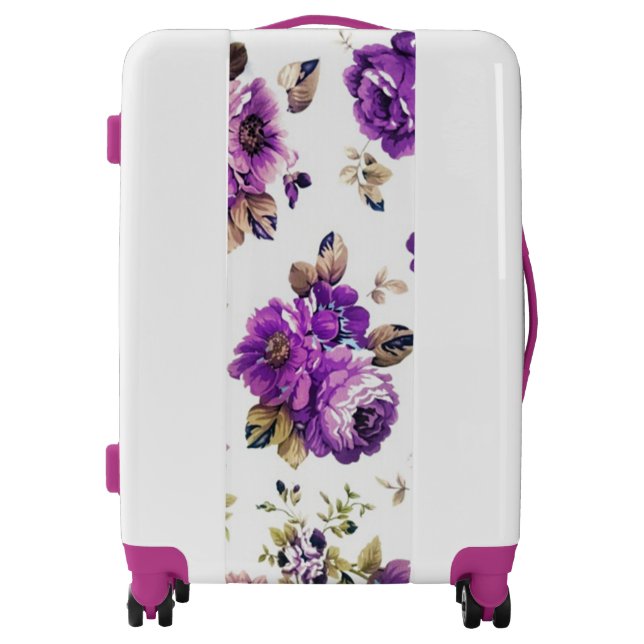 Violet Floral Pattern Luggage (Front)