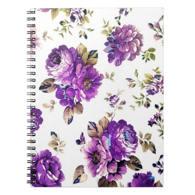 Violet Floral Pattern Notebook (Front)