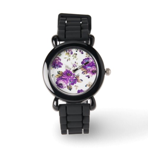 Violet  Floral Pattern Watch