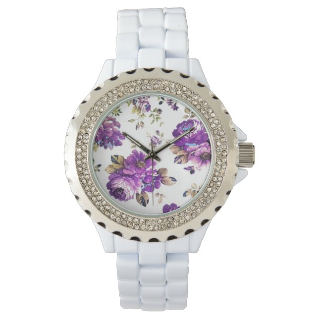 Violet Floral Pattern Watch (Front)