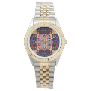 Violet Floral Symmetrical Botanical Watch