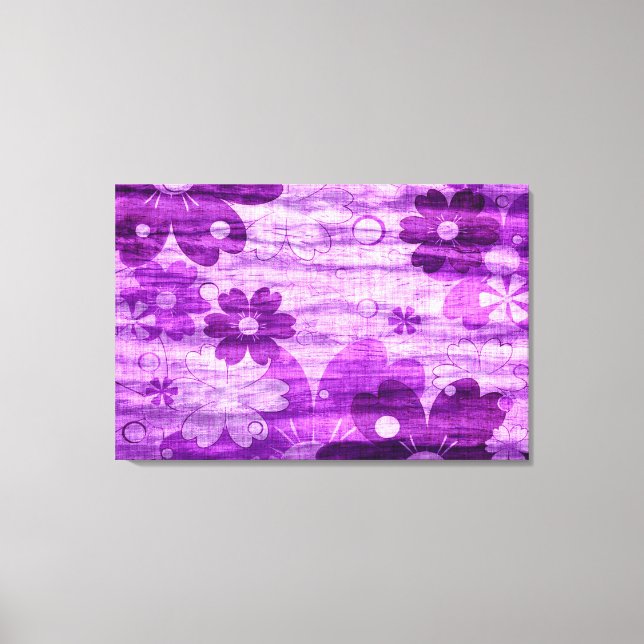 Violet Floral Vintage Canvas Print (Front)