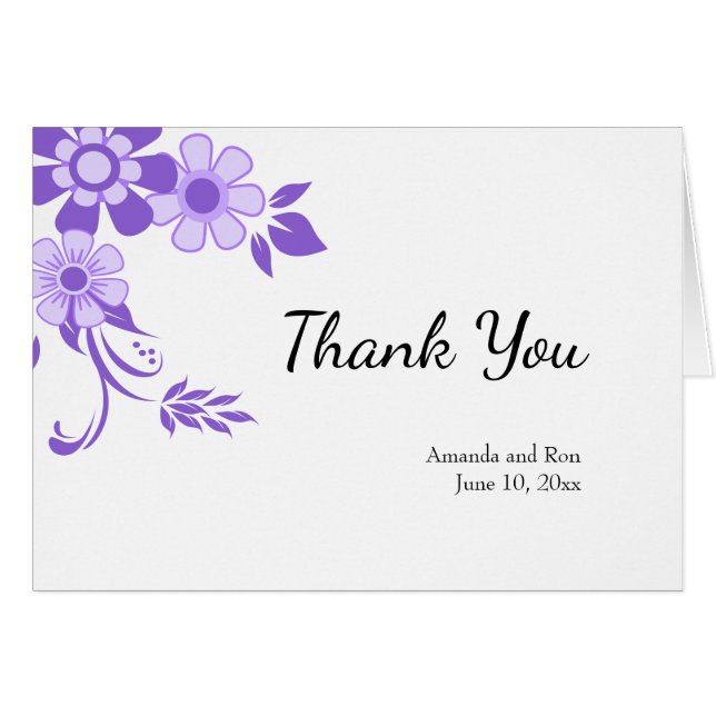 Violet floral Wedding Cards (Front Horizontal)