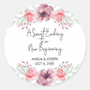Violet Floral Wedding Favor Stickers