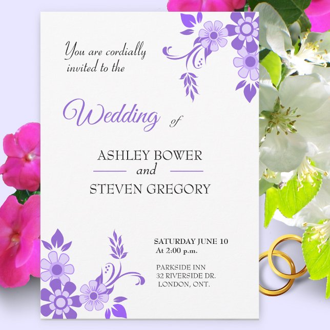 Violet floral Wedding Invitation (Creator Uploaded)