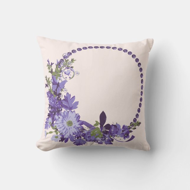 Violet Florals   Throw Pillow (Front)