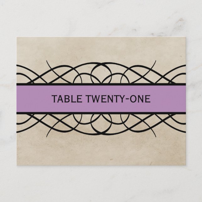 Violet Flourish Border Table Number Postcard (Front)