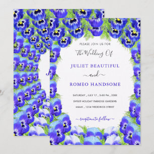 Violet Flower Framed Wedding Invitation Example