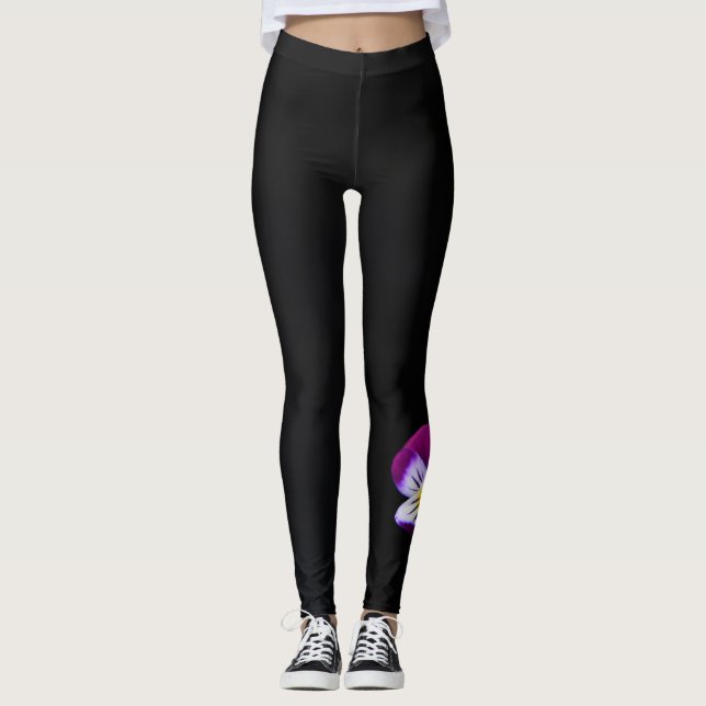 Violet Flower lem Leggings (Front)