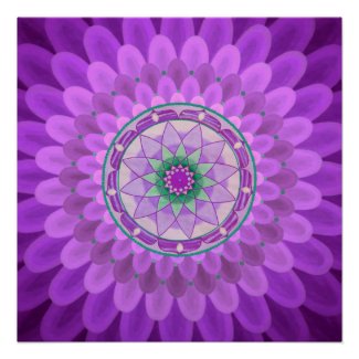 Violet flower mandala poster