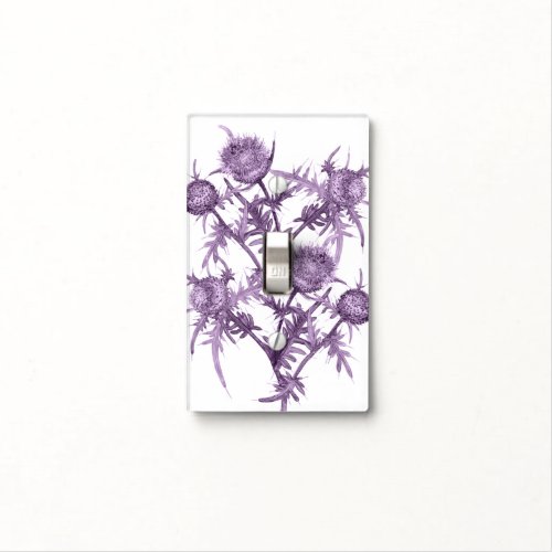 violet flowerpattern light switch cover