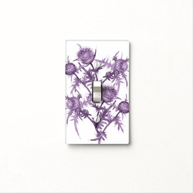 violet flower pattern light switch cover (In Situ)
