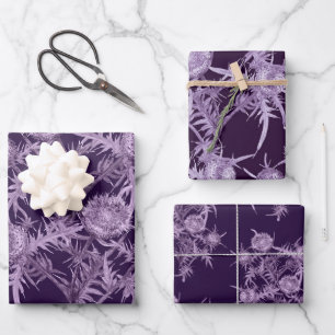 violet flower pattern wrapping paper sheets