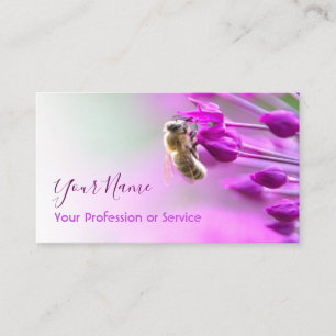 Violet flower with bee vanishes to white! business card