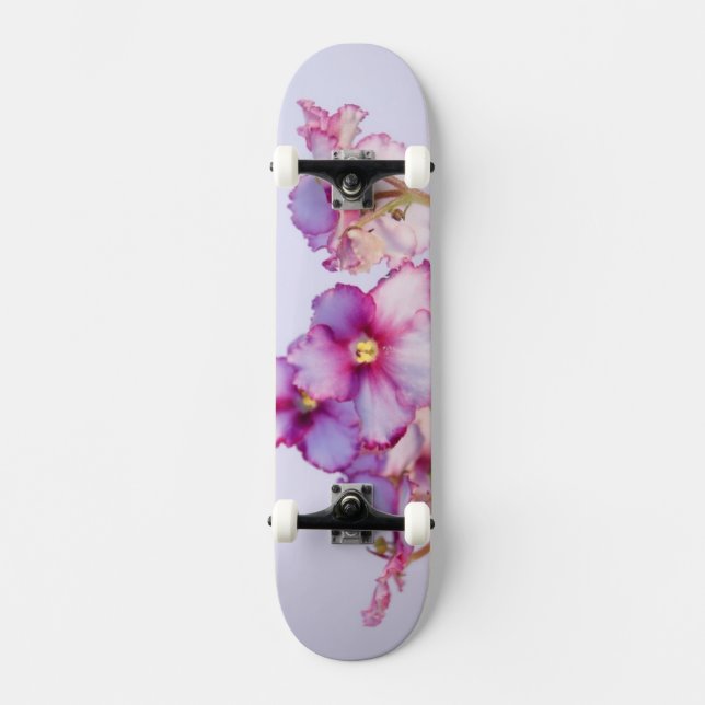 Violet Flowers 7¼" Skateboard Complete Skateboard (Front)