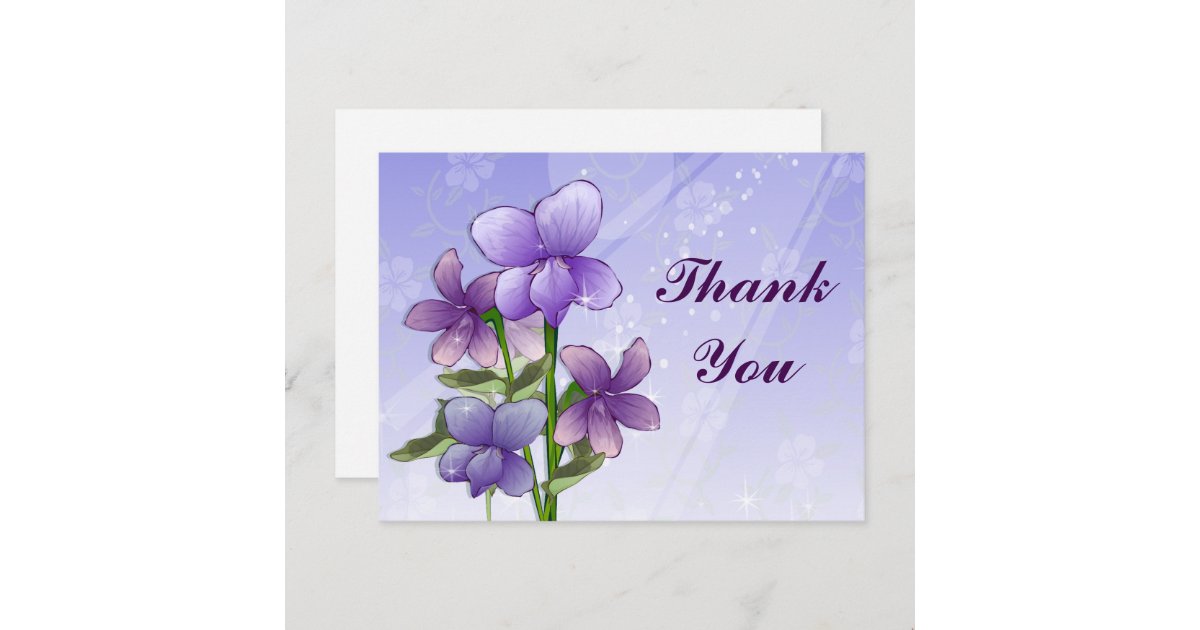 Violet flowers art print thank you postcard | Zazzle