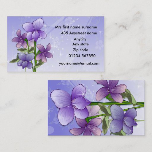 Customizable Violet Flowers floral business cards