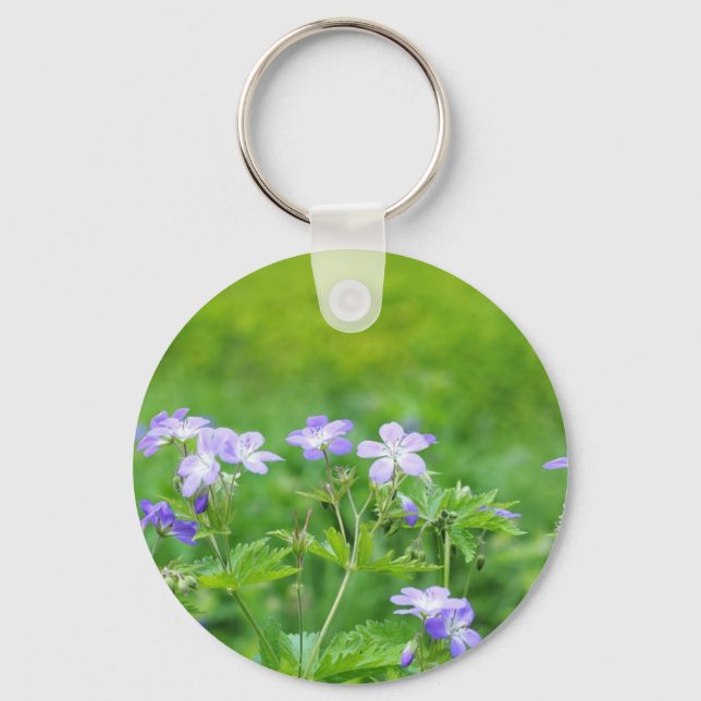 Violet flowers in the field keychain (Front)