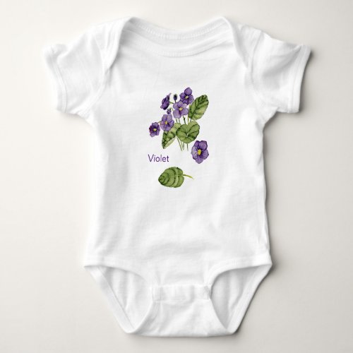 Violet flowers purple watercolor T_Shirt Baby Bodysuit