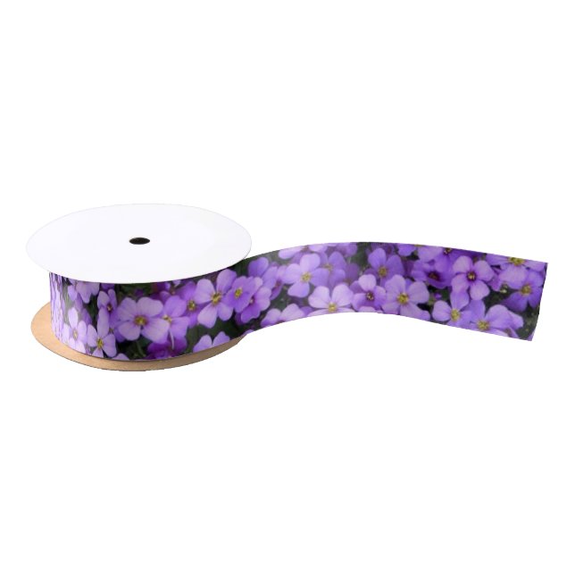 Violet Flowers Satin Ribbon Violets Spring (Spool)