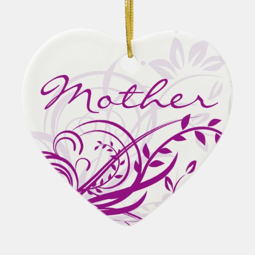 Violet Flowers Swirls Mothers Day Ceramic Ornament
