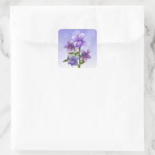 Violet flowers thank you stickers