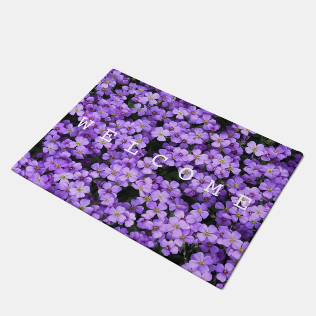 Violet Flowers - Welcome Doormat (Angled)