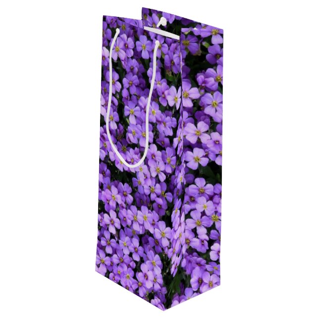 Violet Flowers Wine Gift Bag (Back Angled)