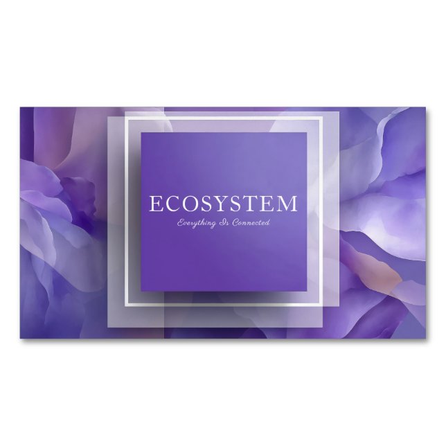 Violet Fluid Abstract Geometric Square Modern Business Card Magnet (Front)