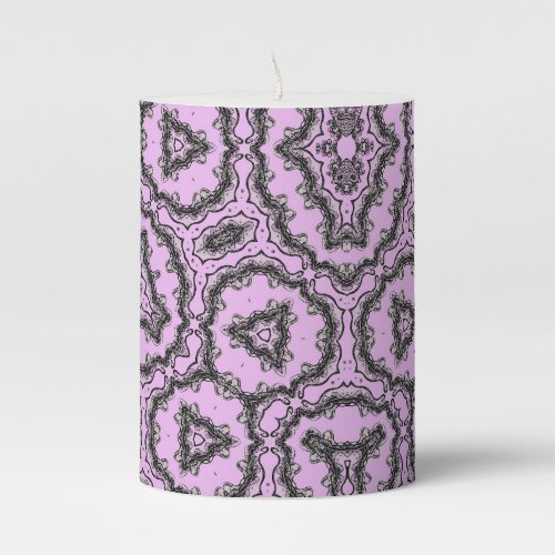 Violet Fluted Flower Kaleidoscope design Pillar Candle