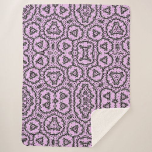 Violet Fluted Flower Kaleidoscope design Sherpa Blanket