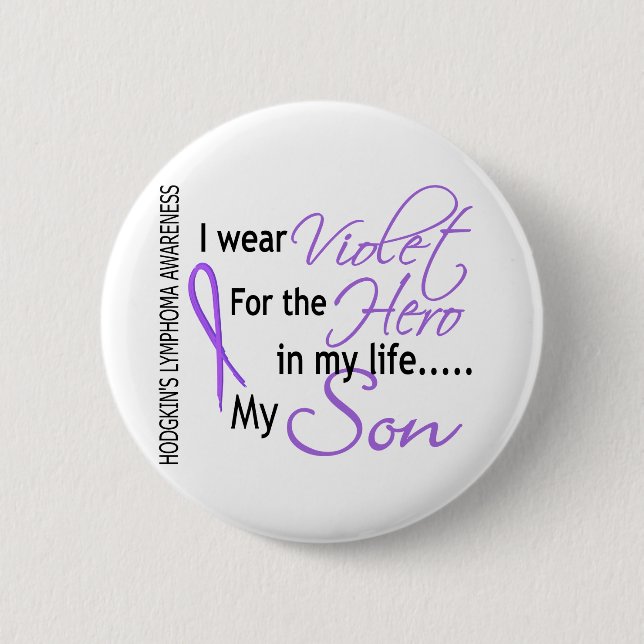 Violet For Hero 1 Hodgkins Lymphoma Son Button (Front)