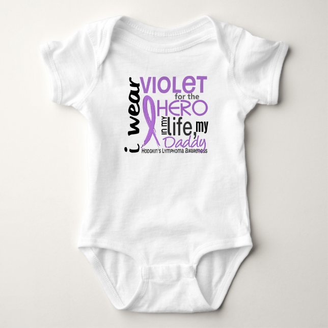 Violet For My Hero 2 Daddy Hodgkin's Lymphoma Baby Bodysuit (Front)