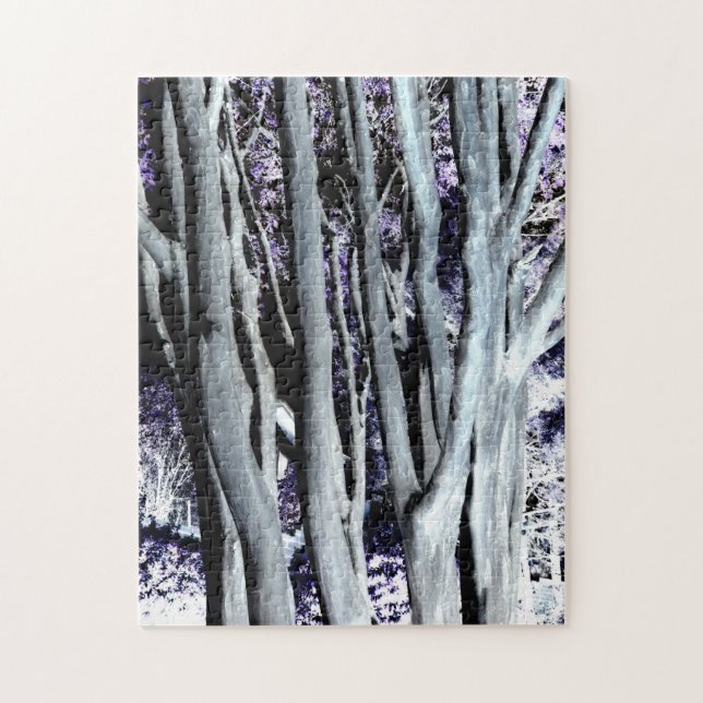 Violet Forest Tree Purple Gray Art Photography Jigsaw Puzzle (Vertical)