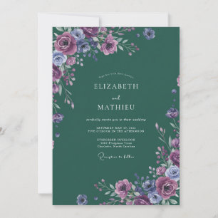 Violet Forest Watercolor Wedding Invitation